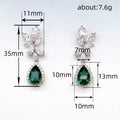 Silver Tone Green Teardrop Crystal Leaf Earrings Fashion Jewelry view 5