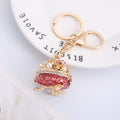 Chinese Treasure Bowl Rhinestone Enamel Metal Keychain Charm view 1