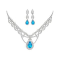 Silver Scalloped Crystal Necklace Earring Sets Three Colors view 5