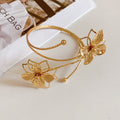 Gold Dual Motif Spiral Arm Cuffs Floral Leaf Shell Styles view 11
