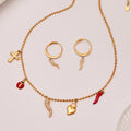 Enamel Cherry Chili Charm Necklaces Bracelets Rings Stainless view 2