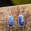 Silver Blue Abstract Rectangle Drop Hook Earrings Pair view 5