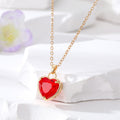 Gold Tone Faceted Heart Crystal Pendant Necklaces in Ten Colors view 4