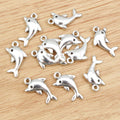 Leaping Dolphin Metal Pendant Charms in Polished Silver Tone view 3