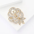 Crystal Rose Flower Brooch with Iridescent Center Decorative Metal Pin view 2