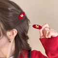 Red Flocked Horse Accent Hair Clips Decorative Hair Accessories view 1