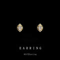 Gold Tone Smoky Oval Stone Ornate Floral Halo Stud Earrings view 3