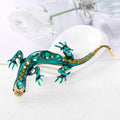 Aqua Gold Tone Gecko Crystal Four Designs Metal Brooch Pin view 5