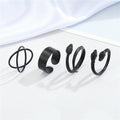 Black Adjustable Open Rings in Four Plain and Snake-Inspired Designs view 1