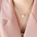 Single Faux Pearl Bead Fine Chain Collarbone Necklace view 7