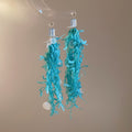 Colorful Shard Cluster Long Dangle Stud Earrings with Polished Metal Details view 7