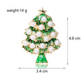Green Gold Tone Christmas Tree Enamel Pearl Look Metal Brooch Pin view 2