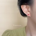 Mini Red Enamel Bow Knot Stud Earrings Gold-Tone Posts view 4