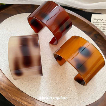 Acetate Wide Open Cuff Bracelets Tortoise Three Colors