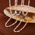 White Pink Sea Shell Bead Necklace And Bracelet Gold Spacers view 3
