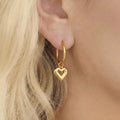Gold Open Heart Drop Huggie Hoop Earrings Stainless Steel view 2