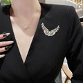 Crystal Wing Brooch with Graduated Pearl Edging Clothing Pin view 2
