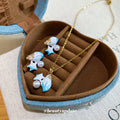 White Blue Enamel Pearl Starfish Necklace Earring Set view 3