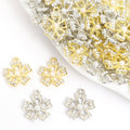 Rhinestone Five Petal Flower Charms in Gold and Silver Tones view 1