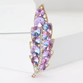Long Crystal Leaf Brooch in Purple and Green Colorways view 2