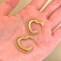 Textured Star and Heart Hoop Earrings in Gold and Silver Tone view 9
