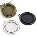 Assorted Round Ornate Cabochon Pendant Trays in Mixed Finishes view 4