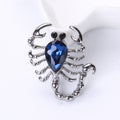 Silver Crystal Scorpion Brooch Teal Navy Teardrop Body view 7