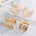 Gold Tone Wide Openwork Cuff Bracelets in Four Geometric Designs view 5