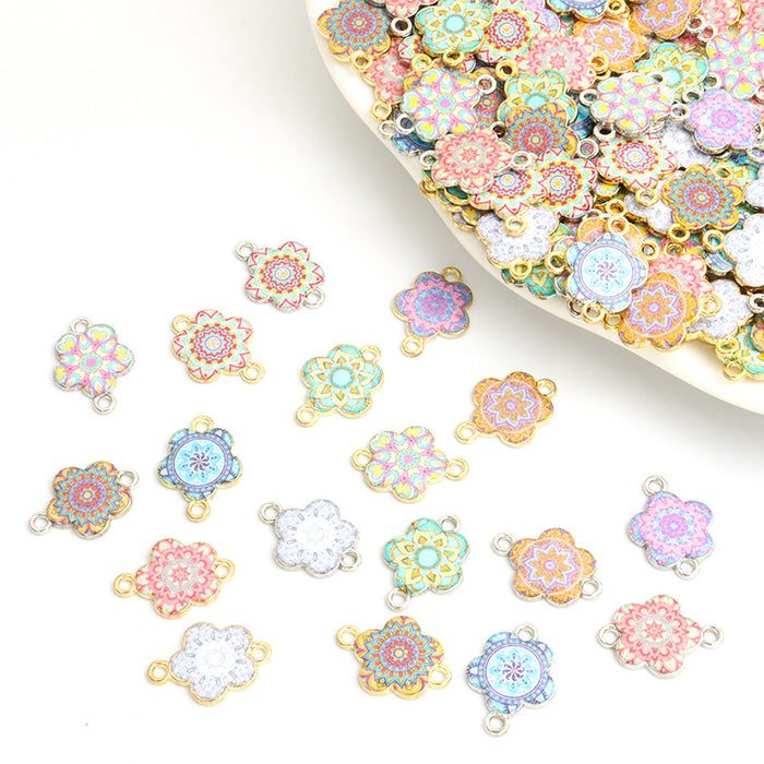 Enamel-Look And Printed Silver Gold Decorative Alloy Connectors in 18 Styles
