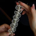 White Pearl And Lace Choker Necklace With Floral Texture view 4