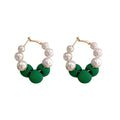 Green Bead and Pearl Hoop Earrings Fashion Jewelry Accessories view 5