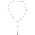 Gray and White Beaded Y Drop Necklace With Teardrop Pendant view 5