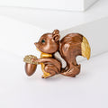 Enamel Squirrel Brooch With A Curled Squirrel Holding An Acorn With Shaded Enamel Details view 4