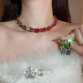 Faceted Rectangle Stone Necklace Bracelet Earring Sets view 2