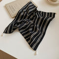 Black Or Ivory Striped Square Scarf Hair Claw And Ponytail Tie Options view 7