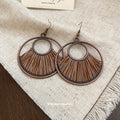 Antique Bronze Wire Fan Dangle Hook Earrings Jewelry view 3