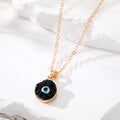Gold Tone Black and White Druzy Round Blue Evil Eye Pendant Necklaces view 3