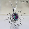 White Metal Oval Rainbow Halo Pendant Necklace Alloy view 5
