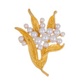 Gold Tone Leaf Pearl Look Metal Brooch Pin for Jackets and Lapels view 1
