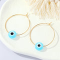 Gold Thin Hoop Evil Eye Acrylic Bead Earrings Nine Colors view 10