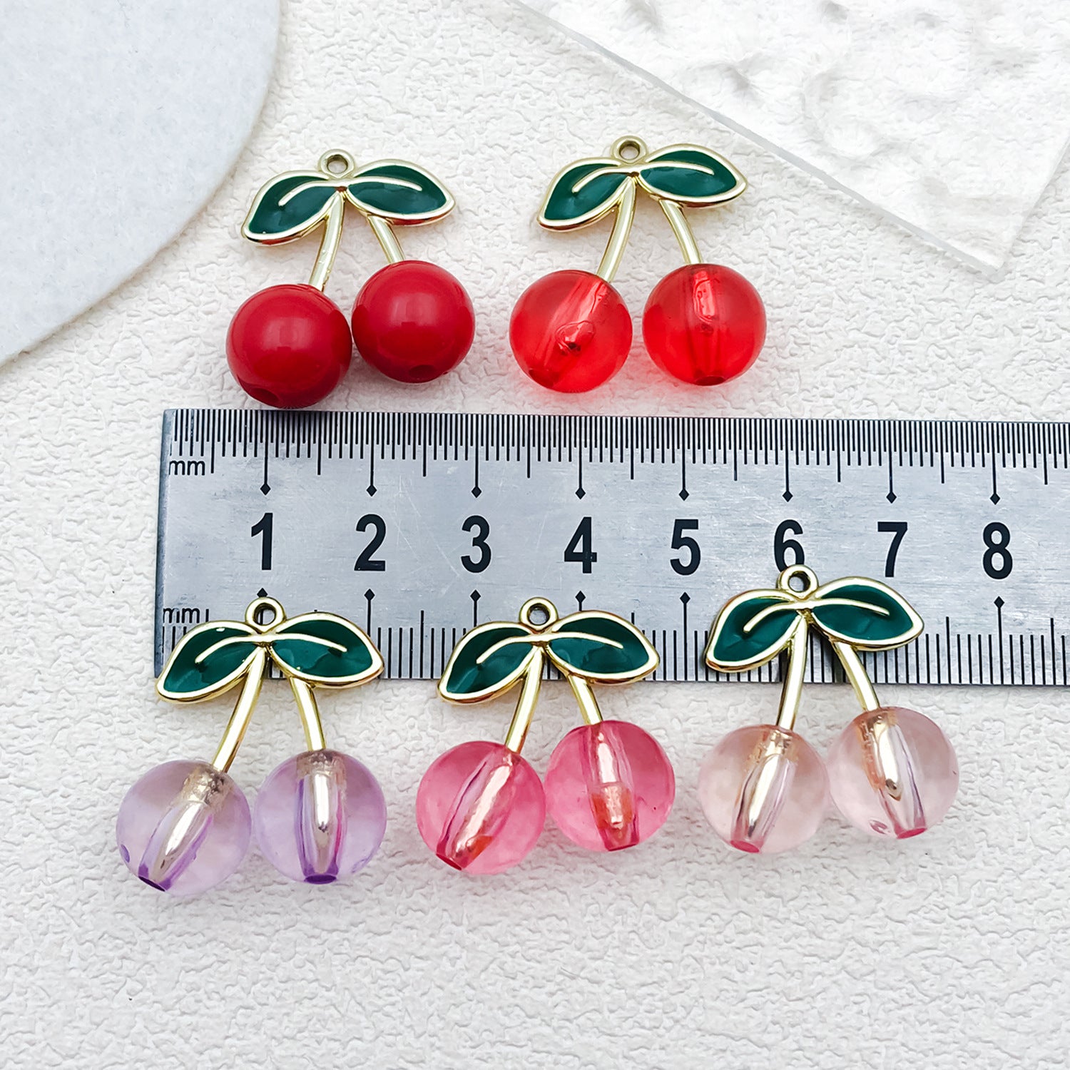 Acrylic 3D Cherry Fruit Charm Pendant for DIY Earrings Necklace Keychain Jewelry
