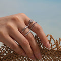 Open Zircon Band Triple Stone Flower Rings Eight Styles view 4