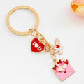 Valentine Charm Cluster Keychain with Enamel Hearts and Pearl Accent view 4
