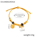 Gold Adjustable Charm Bracelets Beads Rhinestone Slider Cord view 7