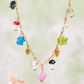 Gold Stainless Steel Paperclip Multi-Charm Resin Mushroom Necklace view 2