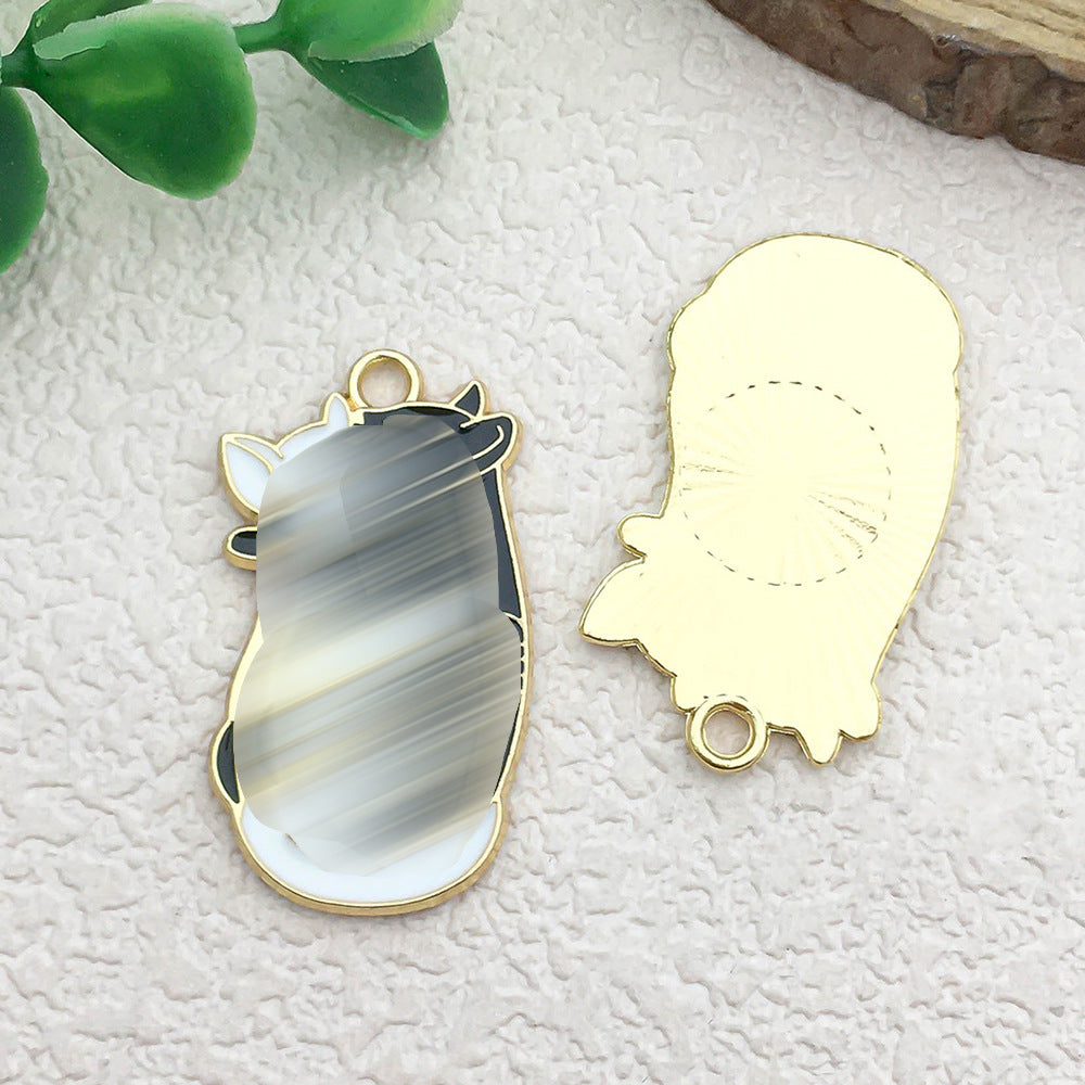 Enamel Zinc Alloy Moon Cat Black Cat Charm Pendant for DIY Halloween Necklace Jewelry