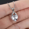Silver Heart Stone Pendant Necklace Leaf Bail Box Chain view 2