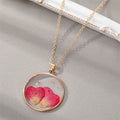 Gold Tone Birth Month Pressed Flower Resin Necklaces and Pendants view 6