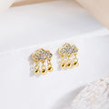 Gold Rhinestone Cloud Stud Earrings Crystal Metal Drops view 3