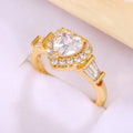 Gold Heart Halo CZ Finger Ring Baguette Shoulders Sizes 6-10 view 4